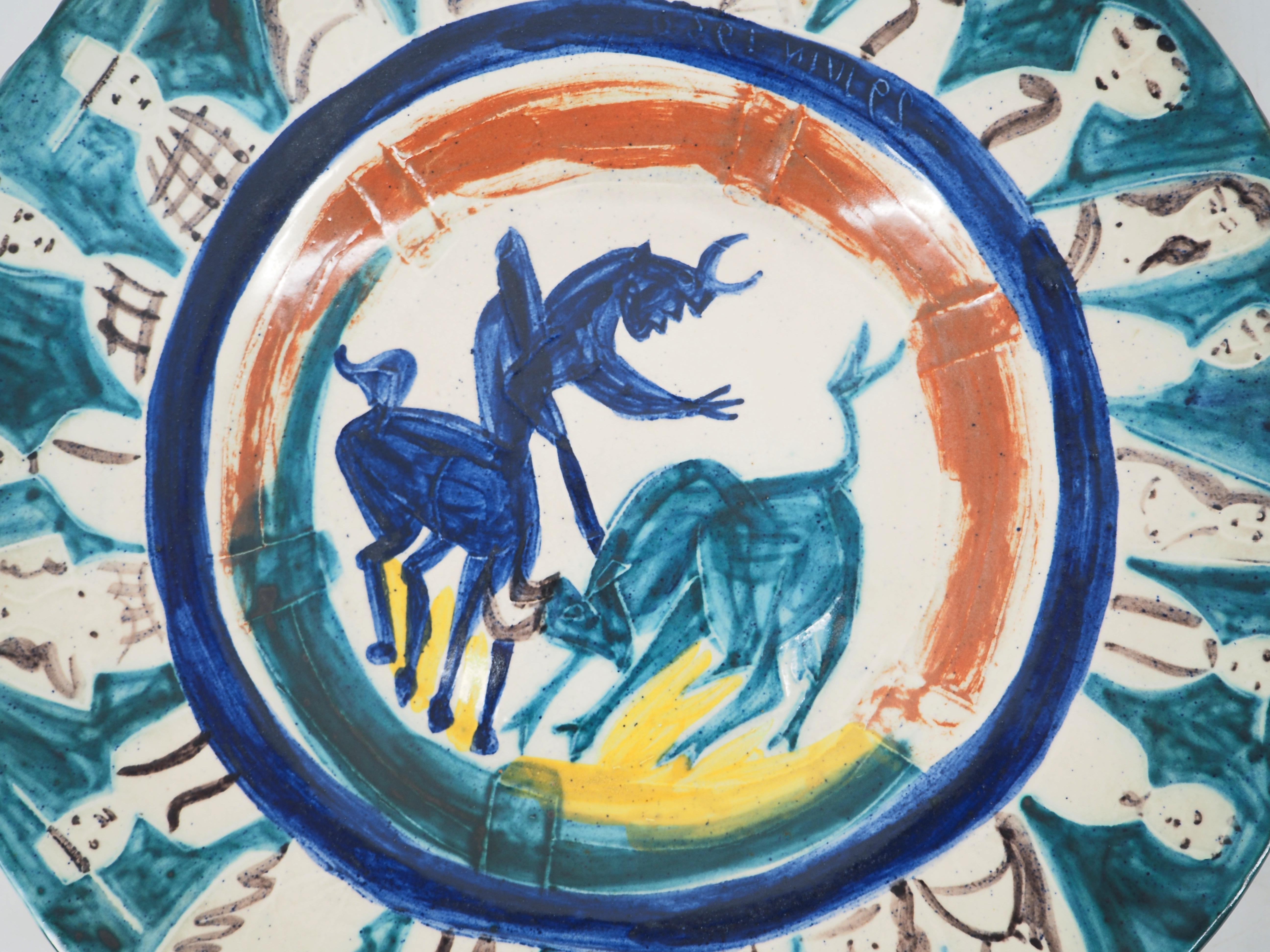 Corrida avec spectateurs - Céramique originale MADOURA - Edition /50 (Ramié #104) en vente 5
