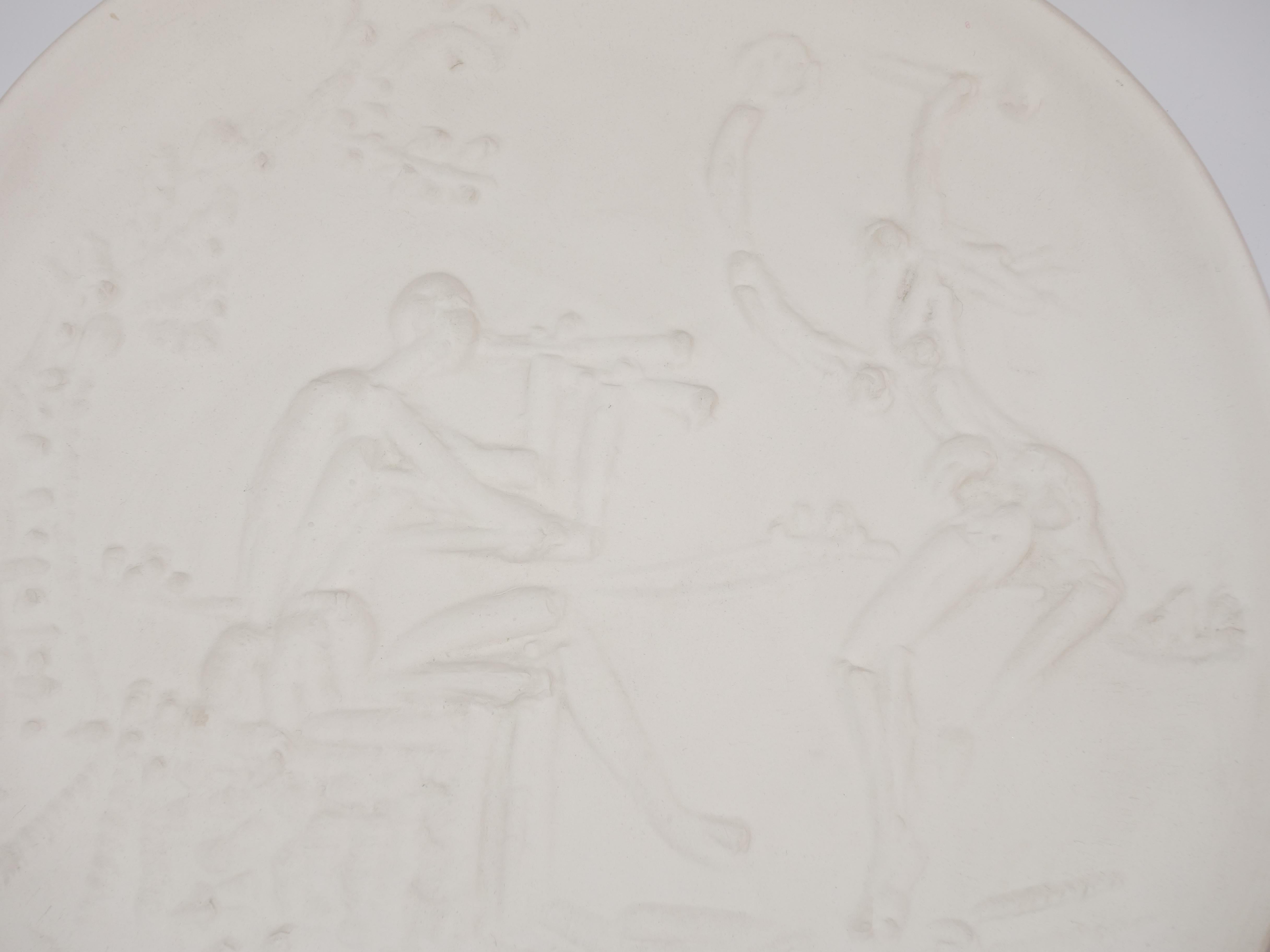 Pablo Picasso
Flute Player and Dancer (Joueur de Diaule et Faunesse), 1956

Original ceramic of Pablo Picasso, white faience earth
Annotated on the Back : 'Empreinte originale de Picasso' - 'Madoura plein feu' and 'B101'
Numbered 87/100
Diameter :