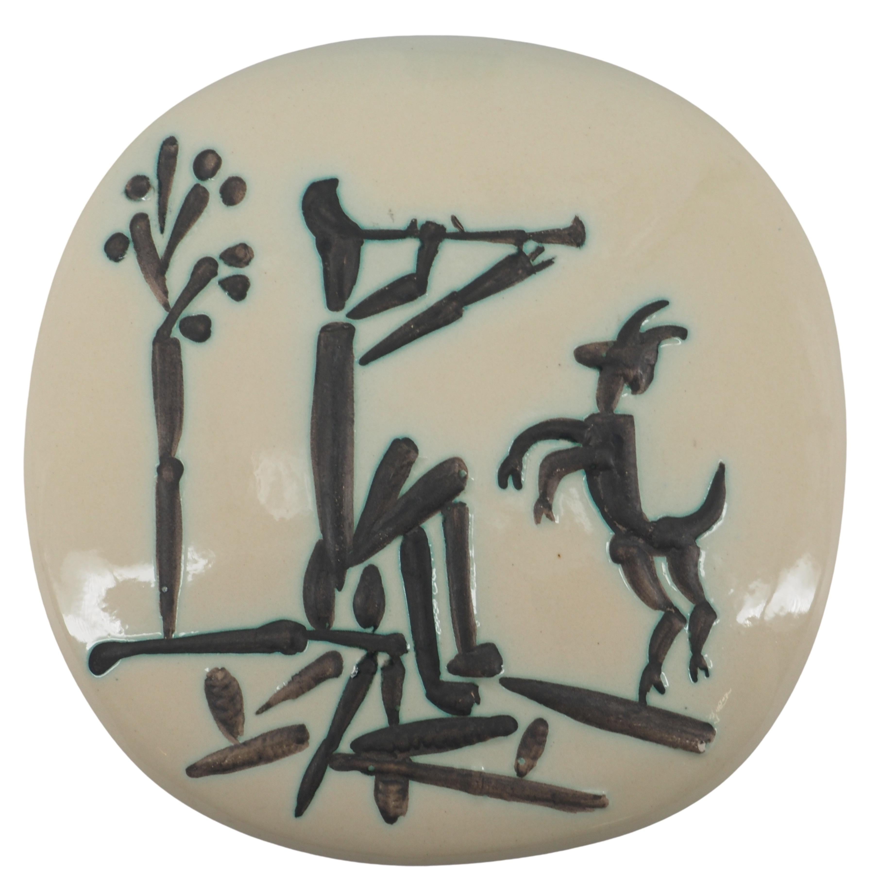 Joueur de flûte et chèvre - MADOURA originale en céramique - Edition de 450 (Ramié #382) en vente 2