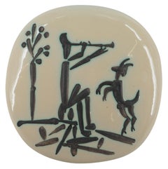 Joueur de flûte et chèvre - MADOURA originale en céramique - Edition de 450 (Ramié #382)
