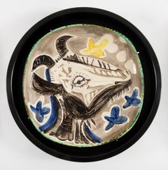 Goat face, Pablo Picasso, 1950's, Edition, Plate, Design, Animals, Earthenware