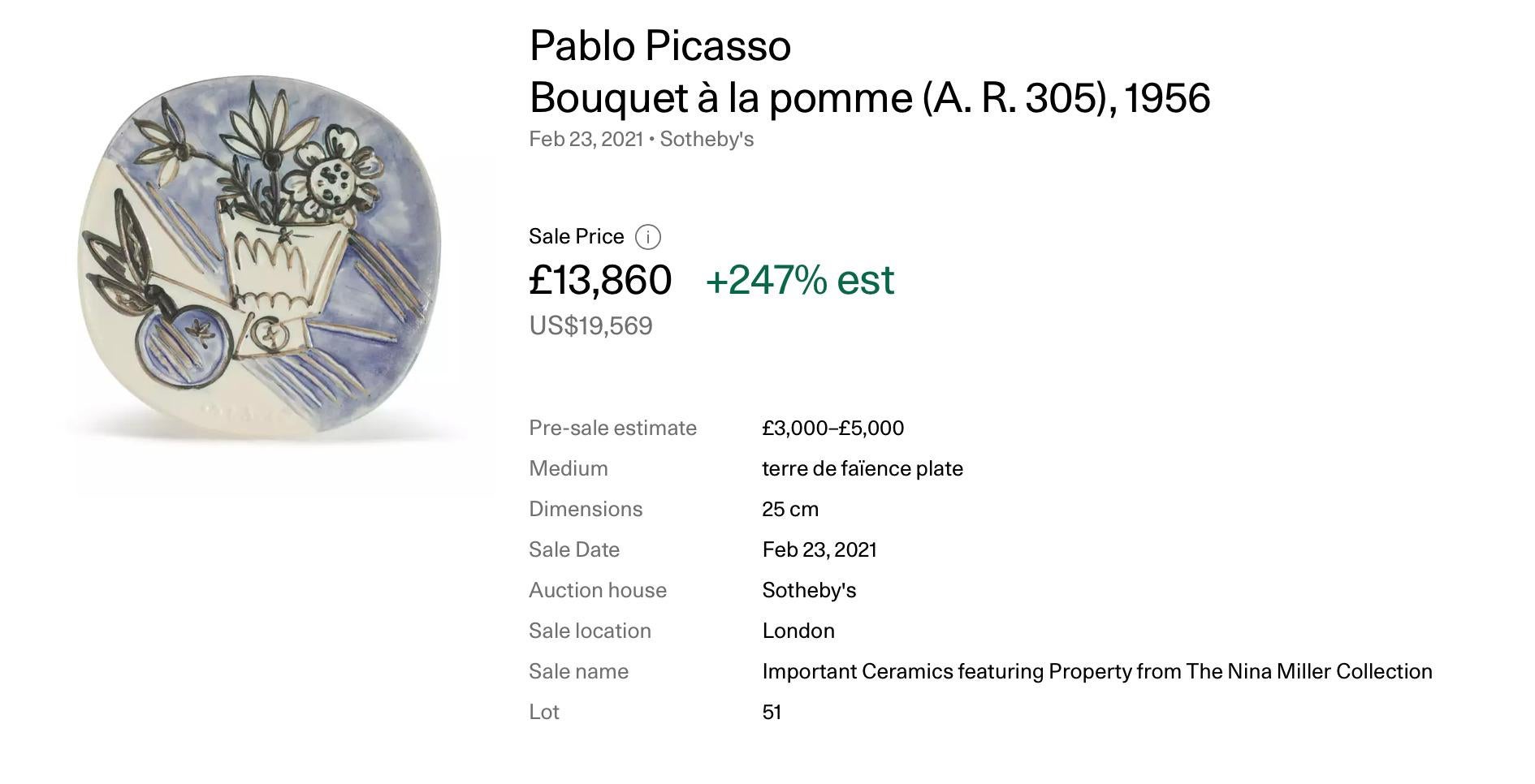 Pablo Picasso (1881-1973) - Bouquet à la pomme (A.R. 305) - Terre cuite blanche en vente 5