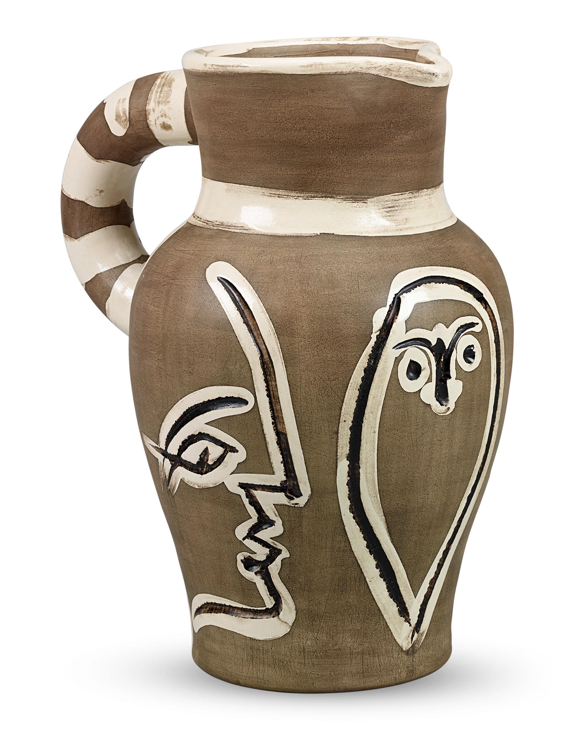 Pablo Picasso
1881-1973  Spanish

Pitcher

Earthenware ceramic and paint

This important clay pitcher created by the highly celebrated master Pablo Picasso in 1954 is a rare ceramic artwork in his oeuvre. The pitcher stands as a testament to the