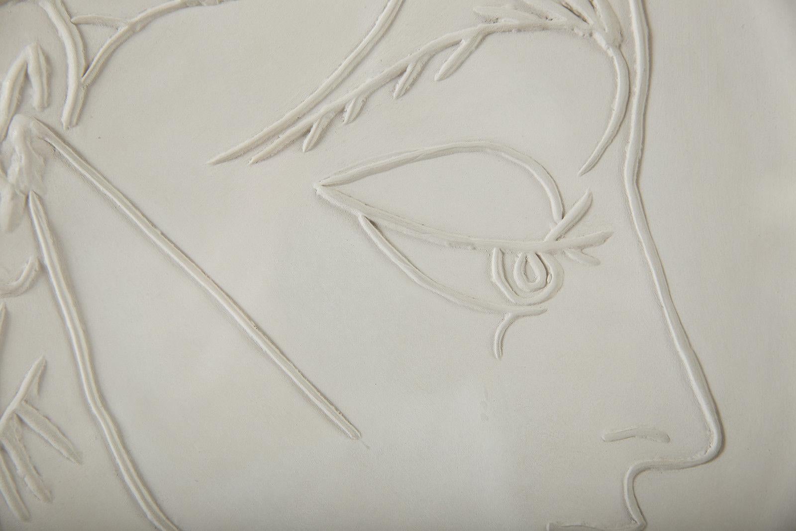 Pablo Picasso - Profil de Jacqueline White Ceramic plate 
15 ½ x 15 1/2