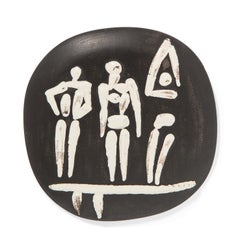 Pablo Picasso Madoura Ceramic Plaque 'Trois personnages sur tremplin' Ramié 374