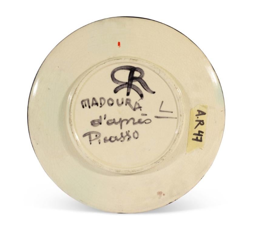 Pablo Picasso Madoura Ceramic Plate 'Service visage noir' Ramié 47 1