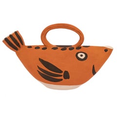 Retro Pablo Picasso Terracotta Fish Pitcher Madoura Pottery Sujet Poisson France 1952 