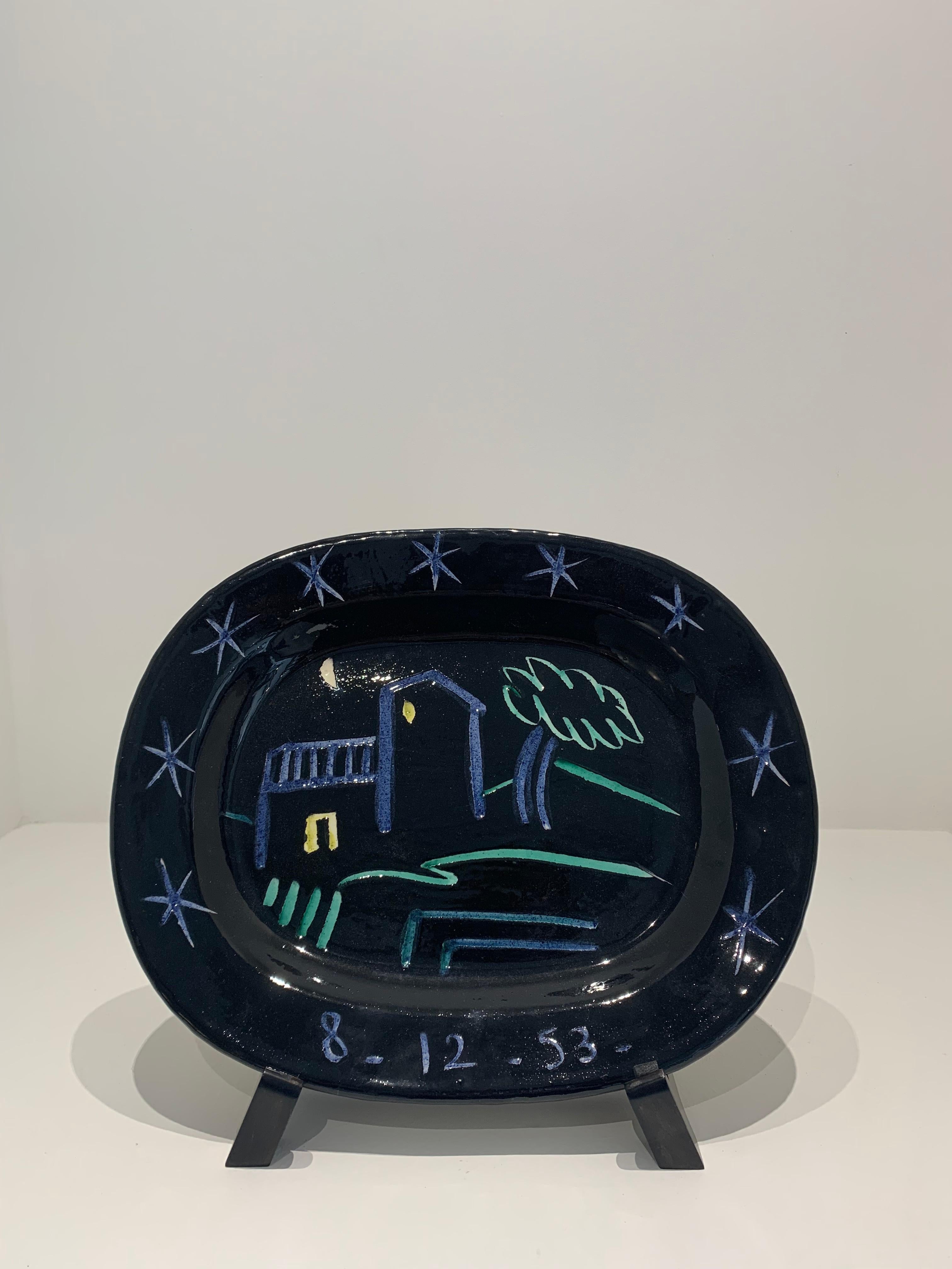 Paysage, Pablo Picasso, 1950's, Plate, Design, Ceramic, Figuratif, Editions

Paysage
Ed.200 pcs
08.12.1953
White earthenware clay, decoration in engobes, knife engraved, under glaze
31.5 x 38 cm
Dated lower centre : 8.12.53 ; Stamped and inscribed
