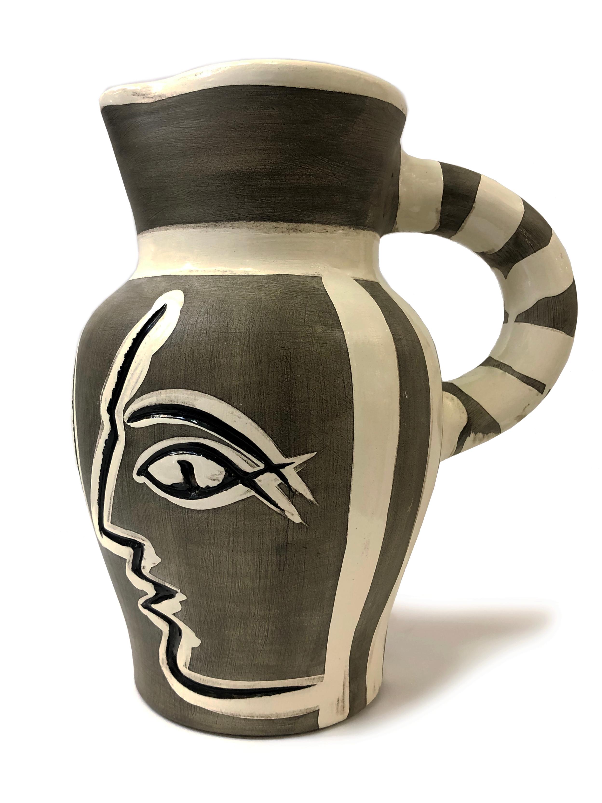 Pichet Gravé Gris (Ceramic Pitcher) - Black Abstract Sculpture by Pablo Picasso
