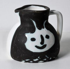 Pichet Têtes, by Picasso, Pitcher, 1950's, Edition, Black and white, Design