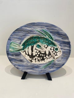 Poisson bleu, Picasso, 1950's, Multiples, Edition, Fish, ceramic, plate