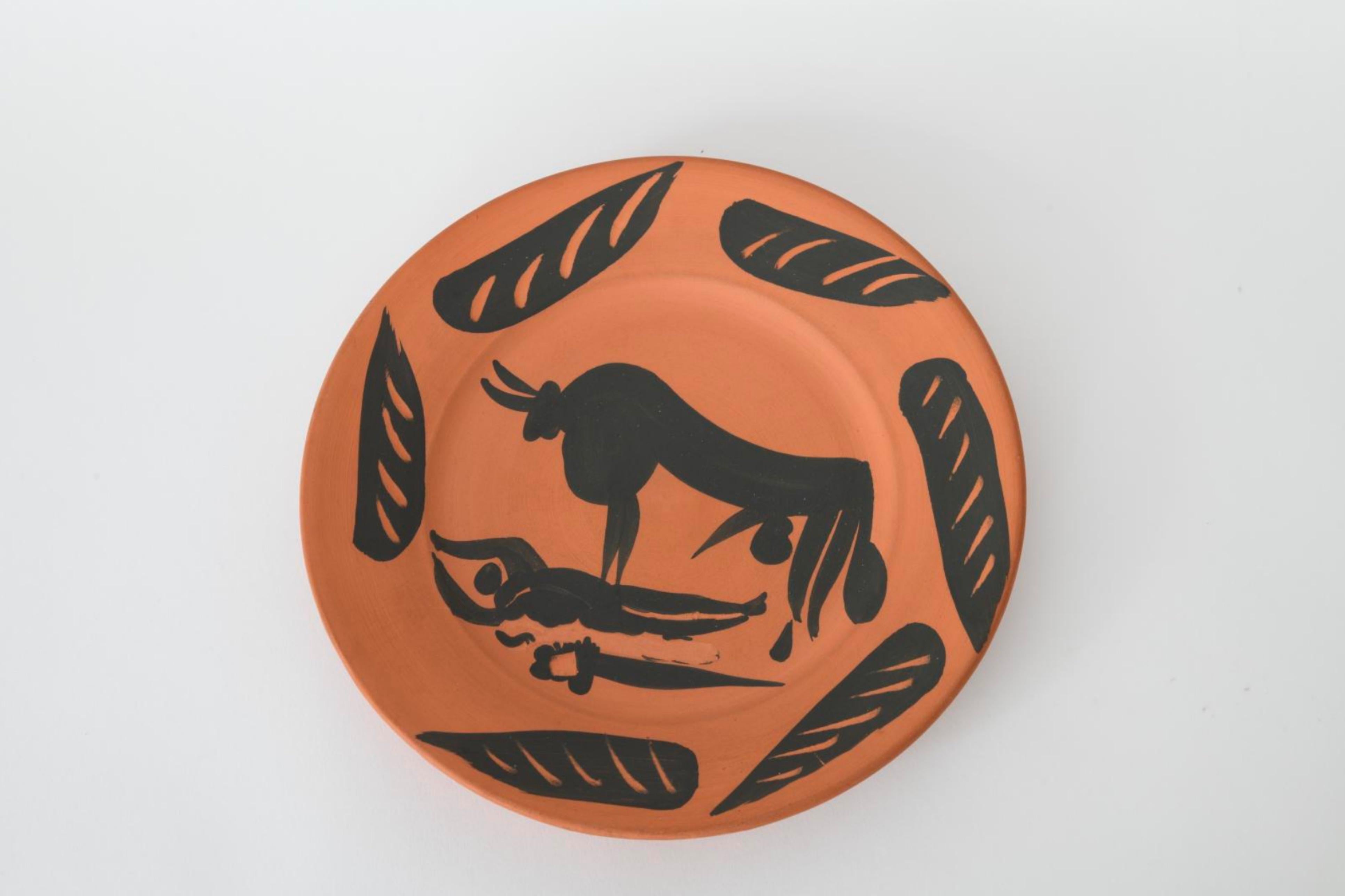 Scne de Tauromachie, Picasso, édition, années 1950, tauromachie, taureau, assiette, motif, animal