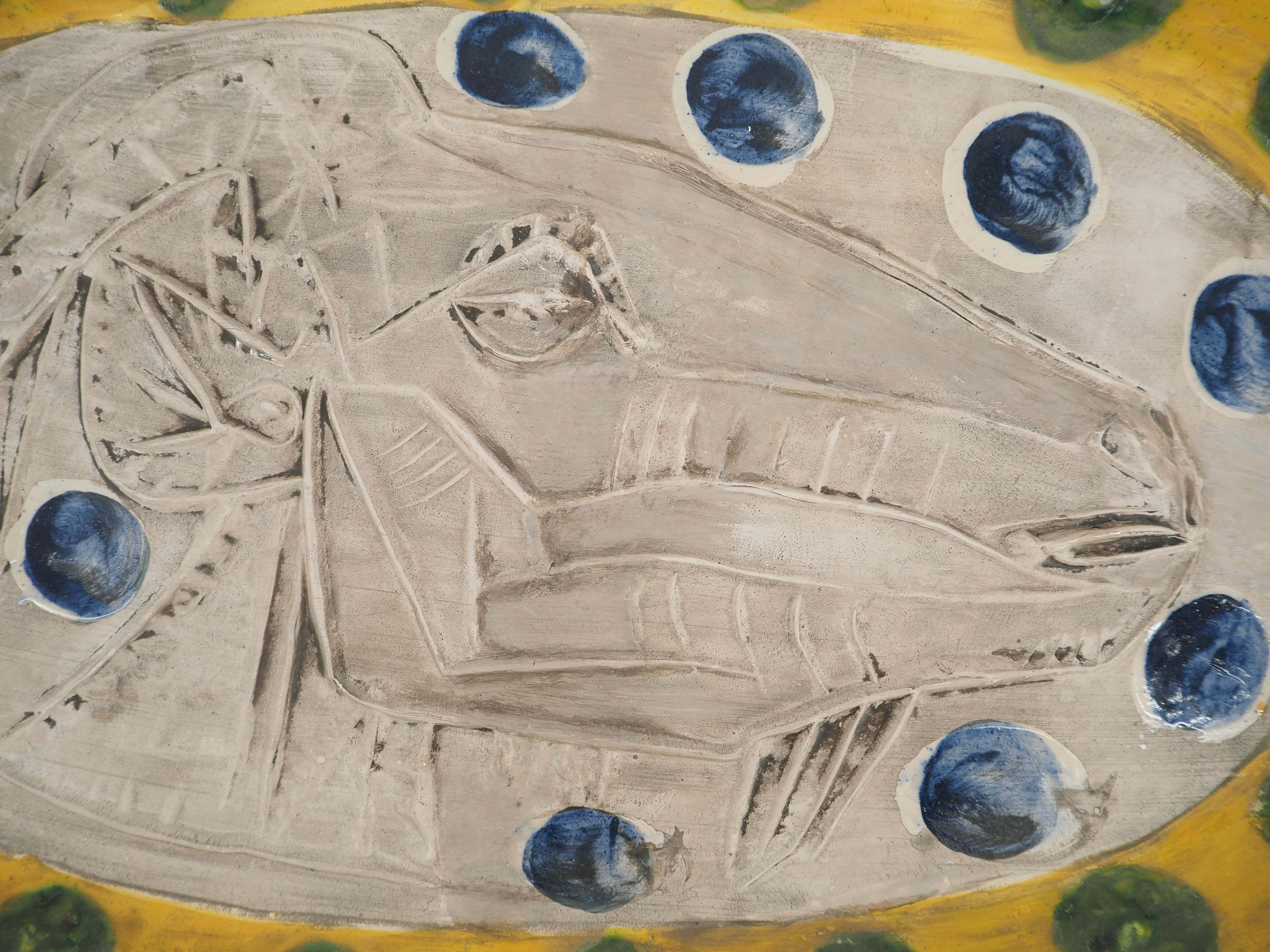 Pablo Picasso
Grand plat à tête de chèvre, 1952

Céramique originale de Pablo Picasso, terre de faïence blanche et émail
Tampon au dos : Empreinte originale Picasso - Madoura Plein Feu
Edition limitée à 100 exemplaires
Taille : 31 x 51 cm (c. 12 x