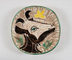 Tête de chèvre de profil, Pablo Picasso, Earthenware, Ceramic, Plate, 1950's