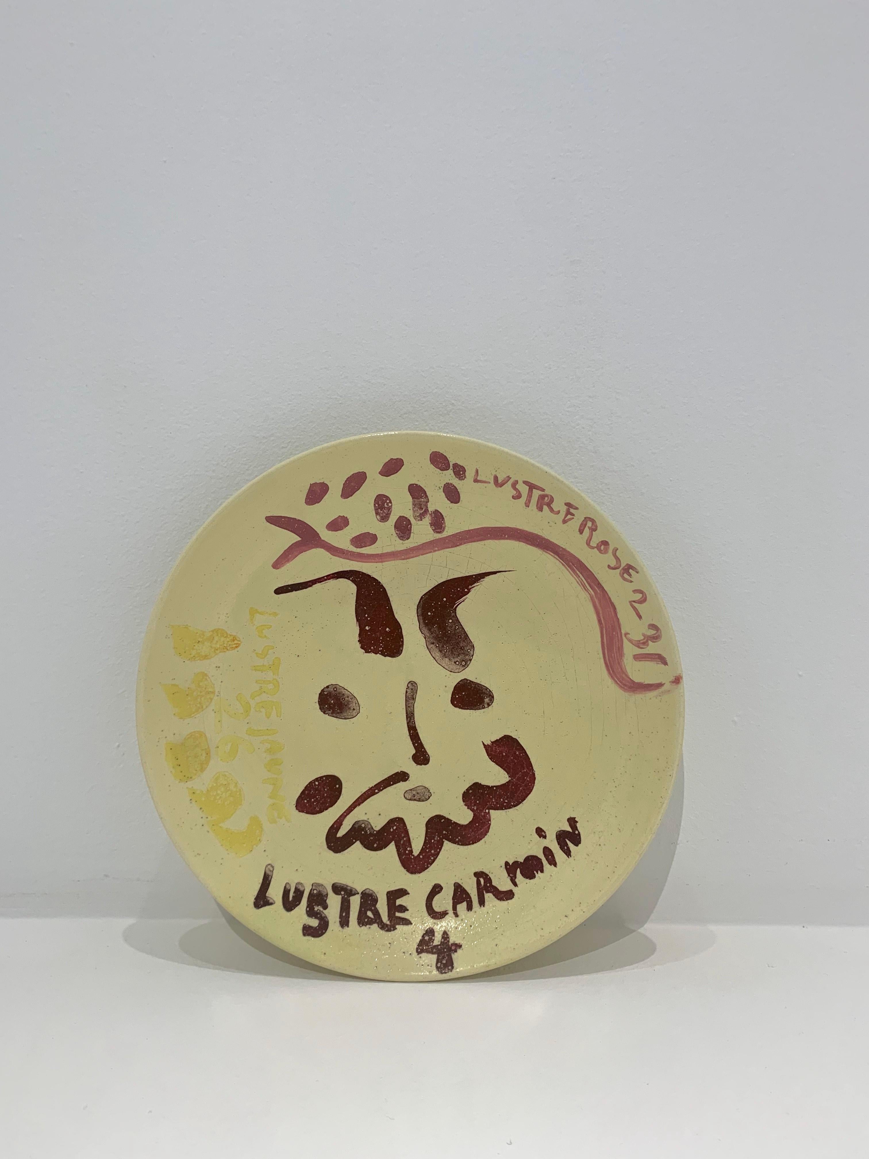 Tte de faune avec tests de lustre rose, Pablo Picasso, œuvre unique, Assiette  en vente 1