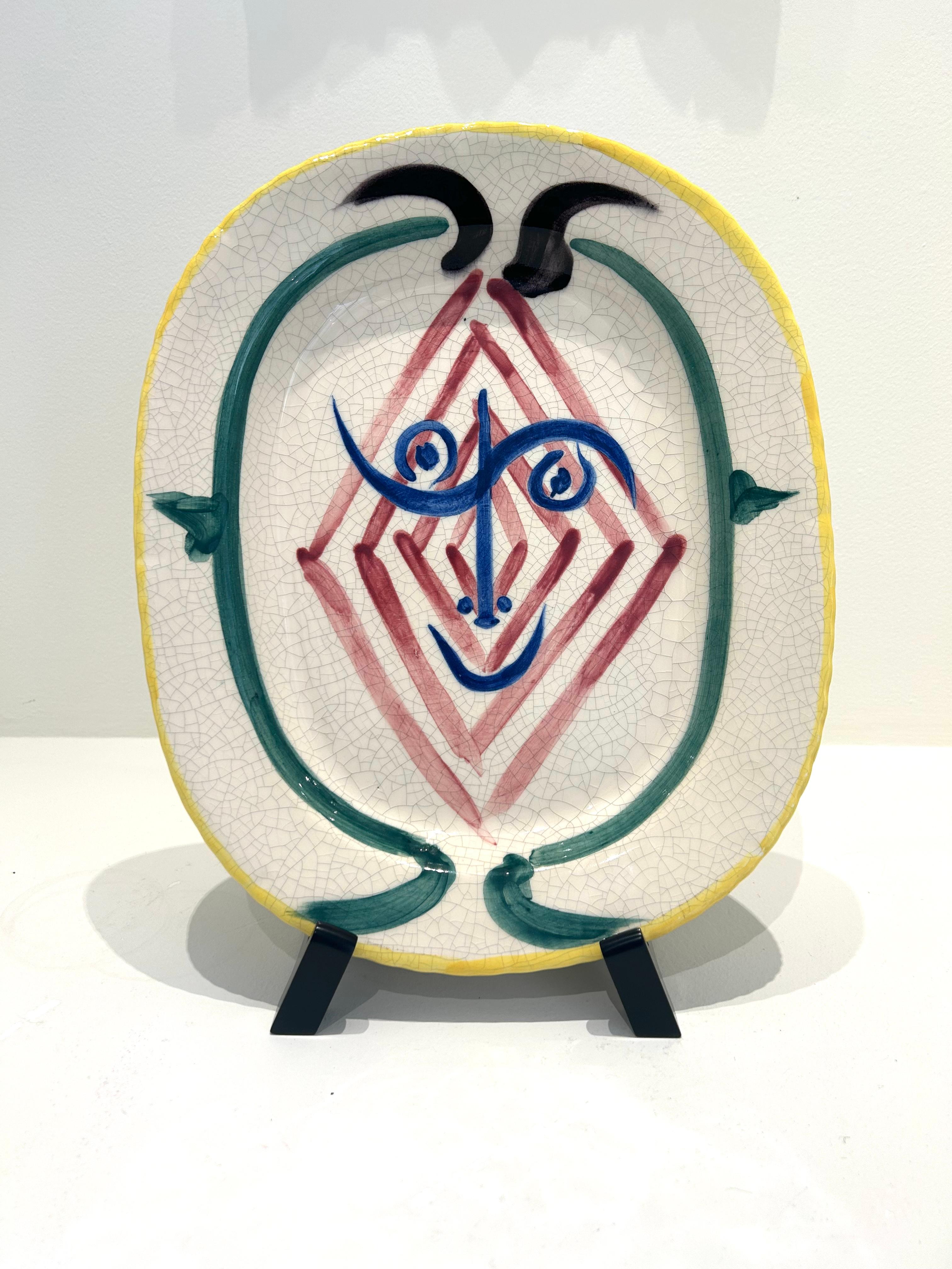 Tête de faune, Picasso, 1940's, Multiples, Face, Ceramic, Design, Plate en vente 2