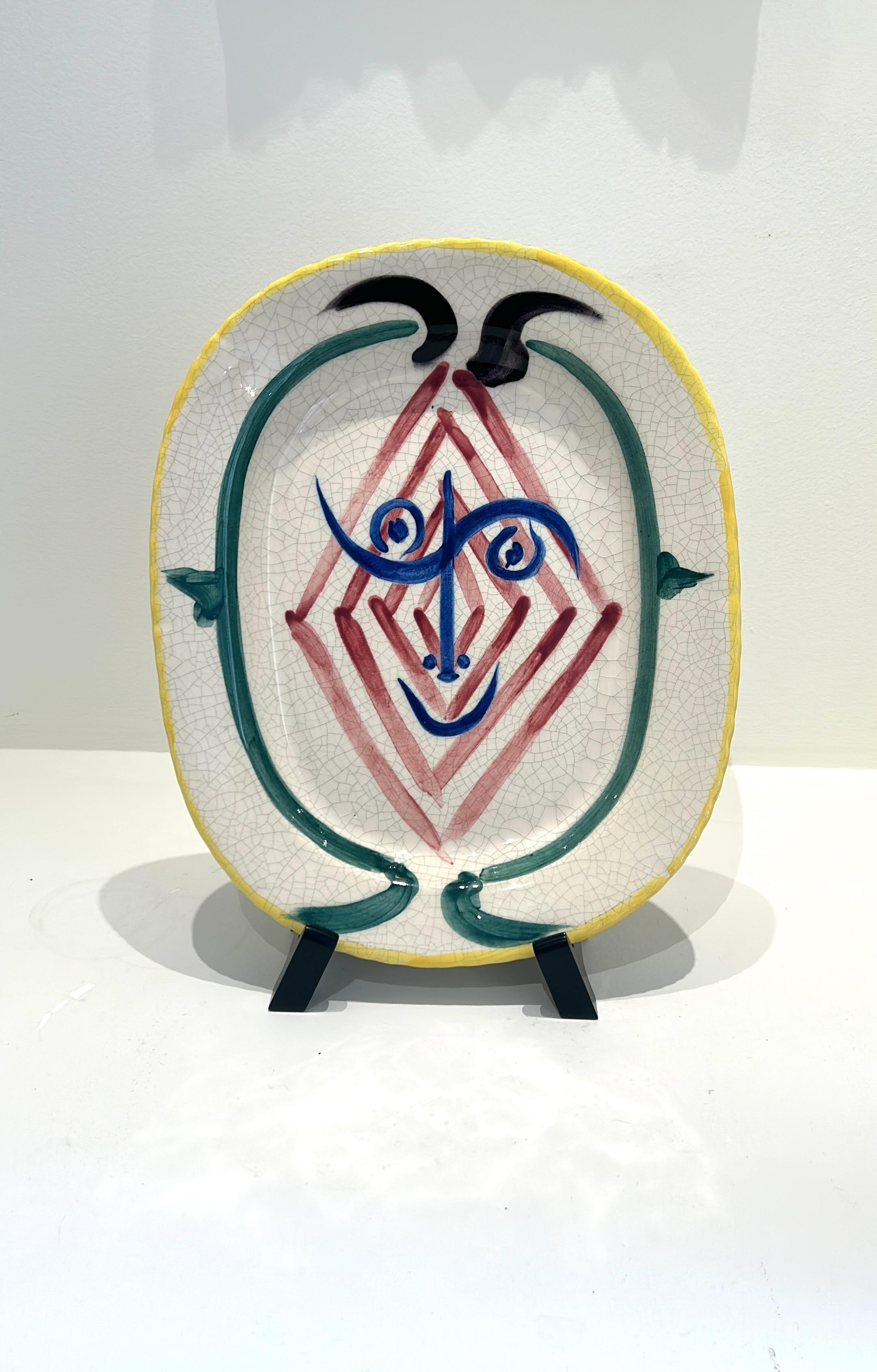 Tête de faune, Picasso, 1940's, Multiples, Face, Ceramic, Design, Plate