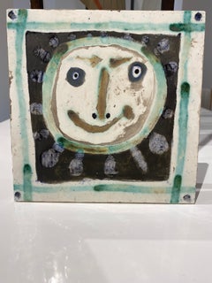 Tête Solaire, Pablo Picasso, Unique Ceramic, 1950's, Earthenware, Design, Tile
