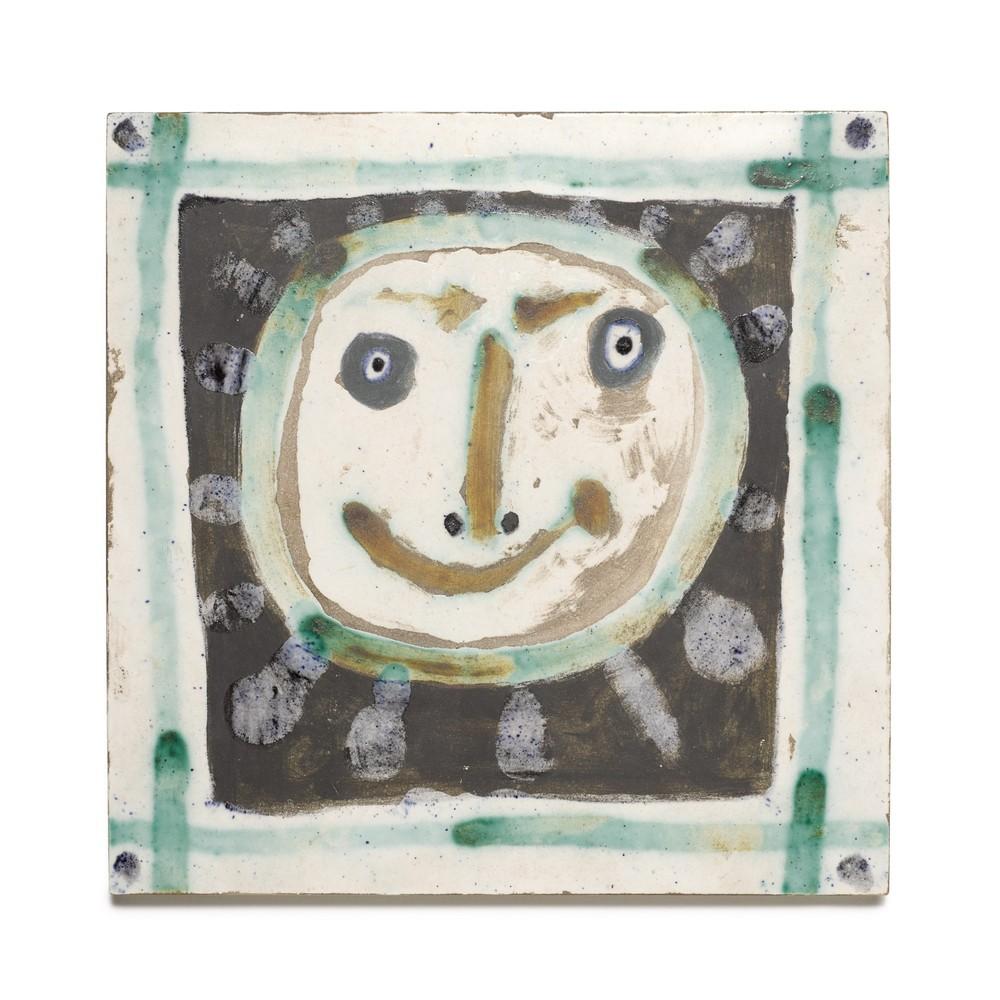 Tête Solaire, Pablo Picasso, Ceramica unica, anni '50, Terracotta, Design, Piastrella