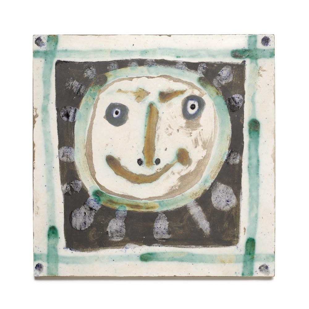 Tête Solaire, Pablo Picasso, Unique Ceramic, 1950's, Earthenware, Design, Tile