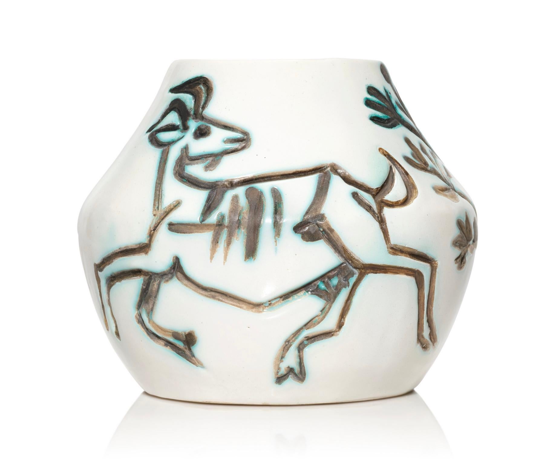 Vase aux Chèvres, Picasso, 1950er Jahre, Vase, Ziege, Dekoration, Keramik, Multiples – Sculpture von Pablo Picasso