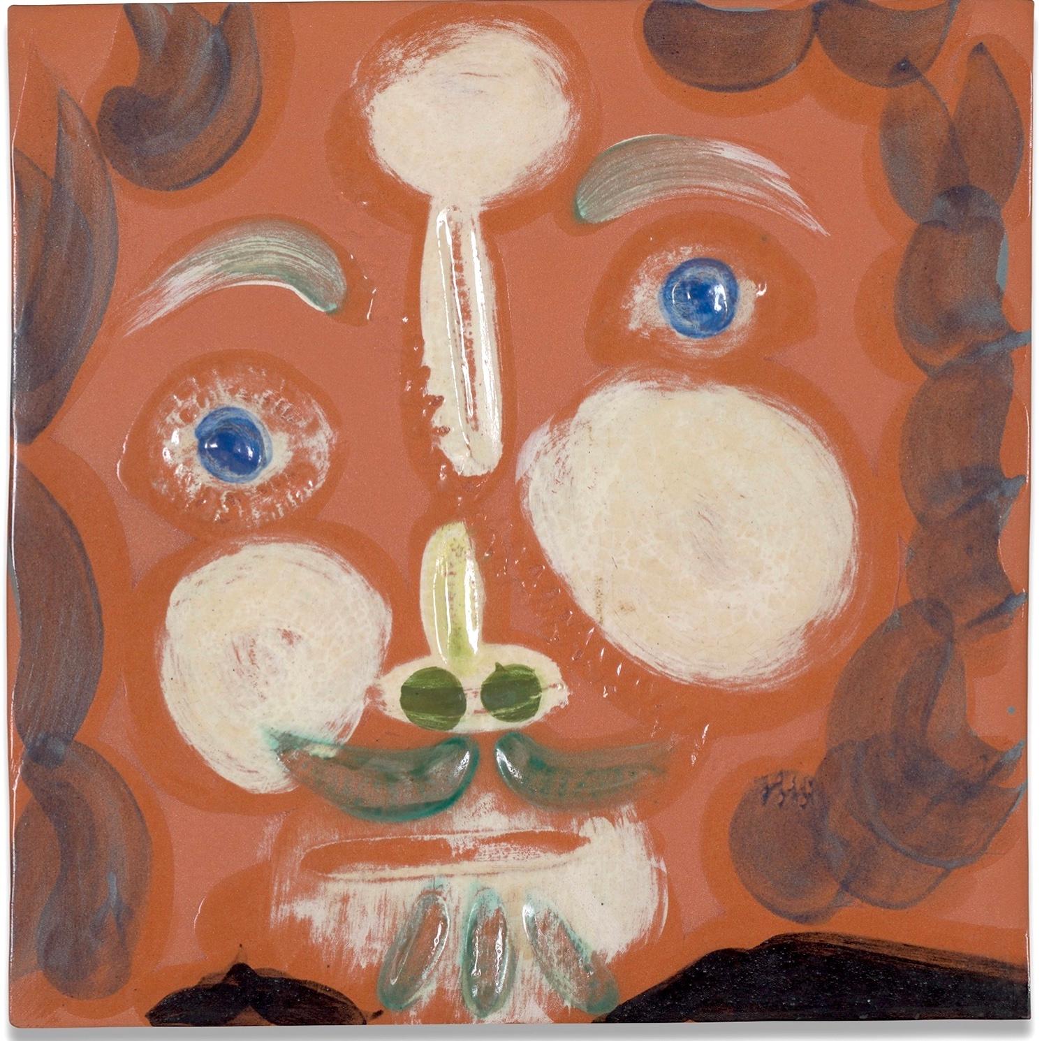 Visage au trait oblique, Picasso, années 1960, Portrait, visage masculin, terre cuite