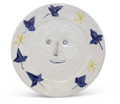 Visage aux feuilles, Picasso, céramique, faïence, assiette, années 1950, design