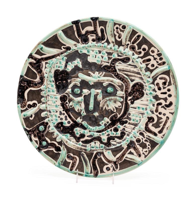 Visage de faune tourmenté, Picasso, 1950's, Plate, Ceramic, Design, Figurative 