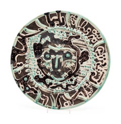 Visage de faune tourmenté, Picasso, 1950's, Plate, Ceramic, Design, Figurative