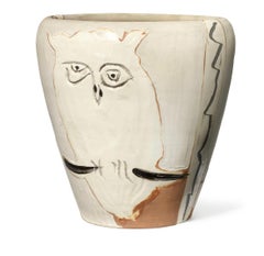 Visage et Hibou, Picasso, Owl, Vase, Terracotta, Earthenware, Face, Ceramic