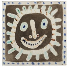 Visage Solaire, Picasso, Unique work, Design, 1950's, Sun face, Ceramic