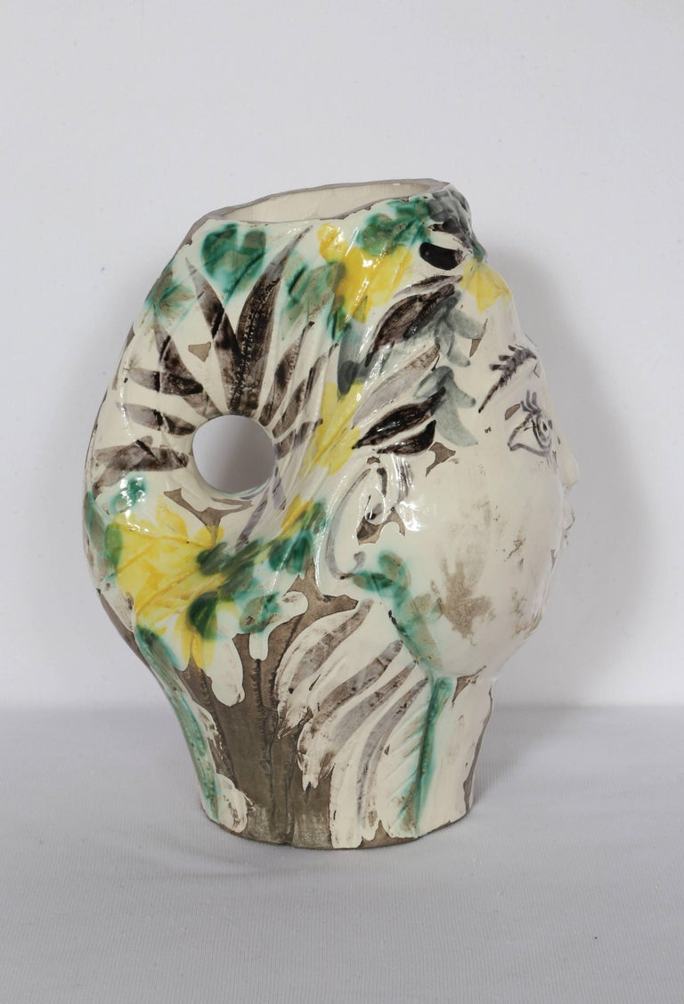 Woman's Head, Decorated with Flowers, Ceramic by Pablo Picasso 1954 For Sale 5