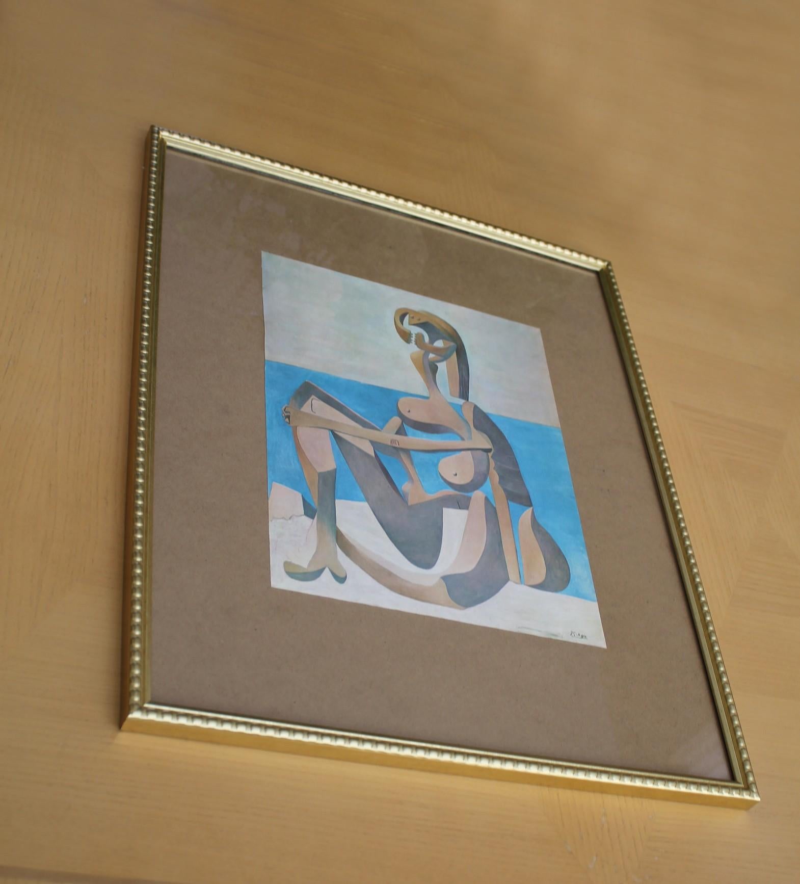 Svizzero Pablo Picasso Bagnante seduto 1930 Litografia originale autorizzata di Ginevra Circa '69 in vendita