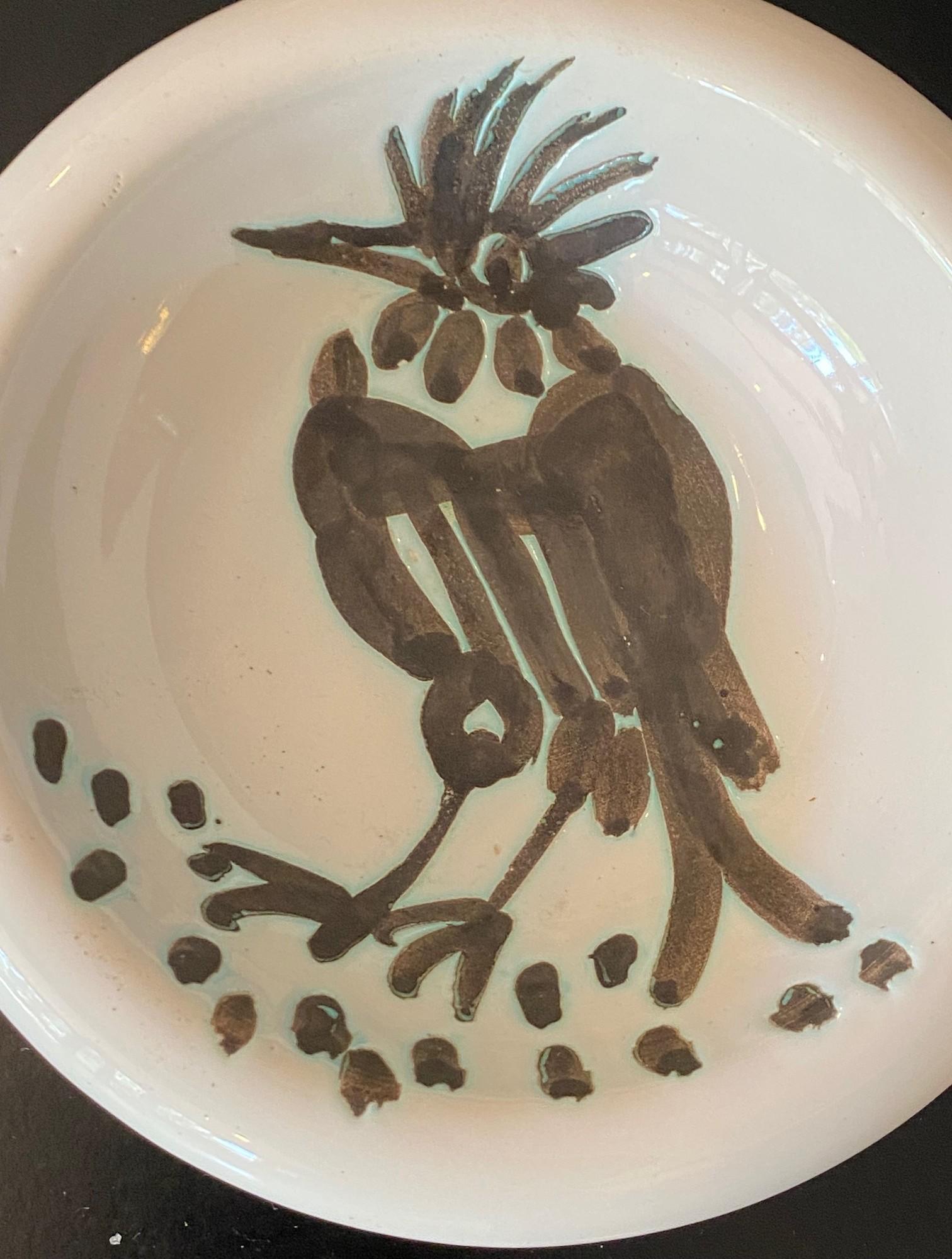 Pablo Picasso Signed Limited Ed. Madoura Pottery Bowl Oiseau à la Huppe A.R. 173 For Sale 4