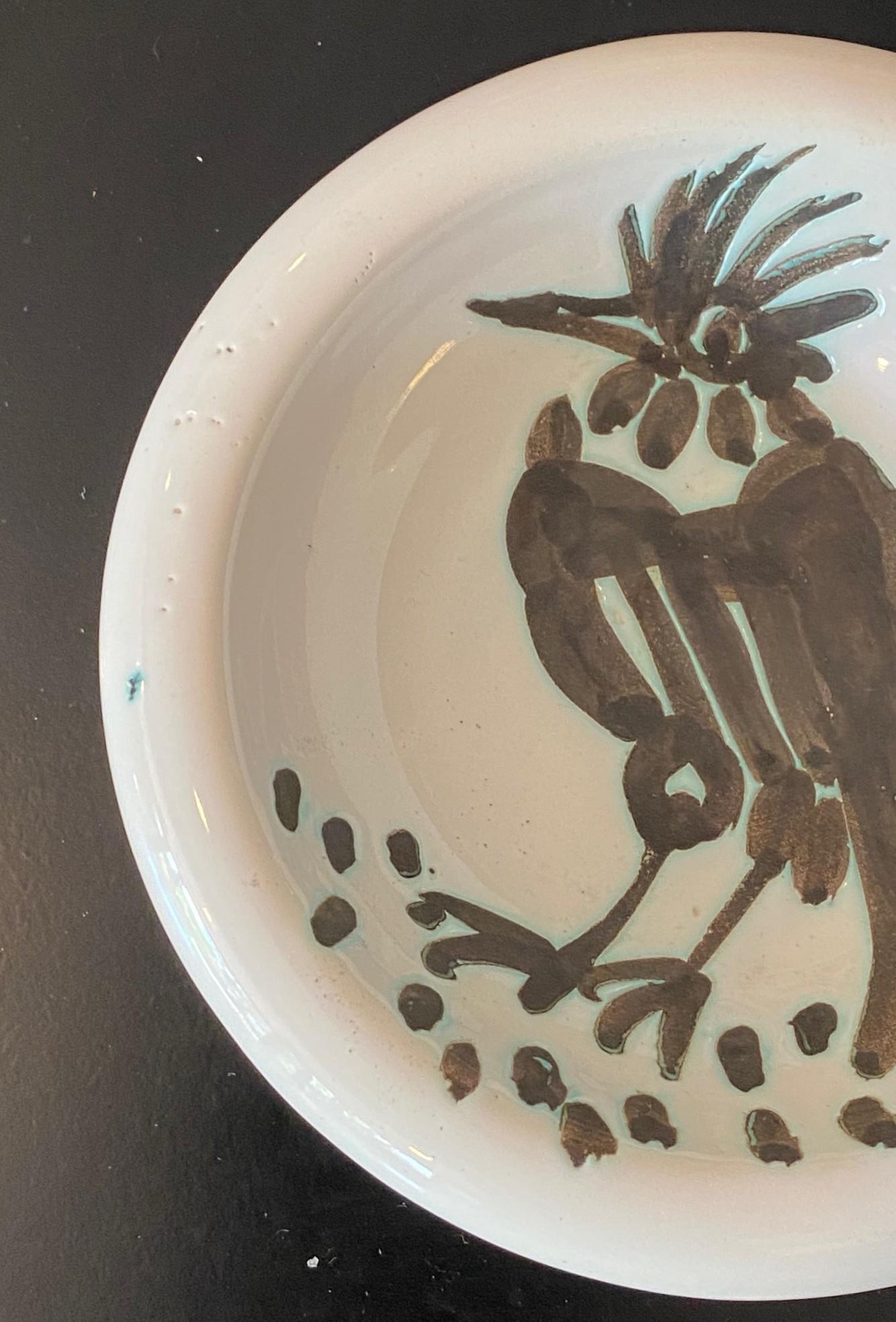 Pablo Picasso Signed Limited Ed. Madoura Pottery Bowl Oiseau à la Huppe A.R. 173 For Sale 6