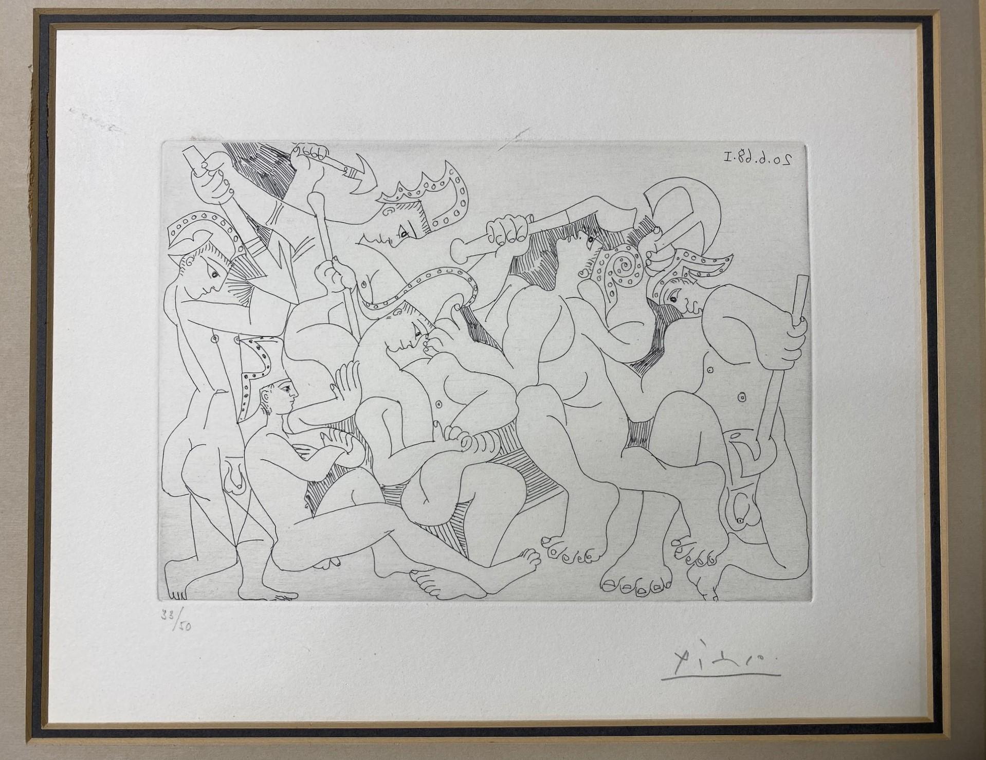 Mid-Century Modern Gravure en édition limitée Jeux de Gladiateurs Série 347:168 signée Pablo Picasso en vente