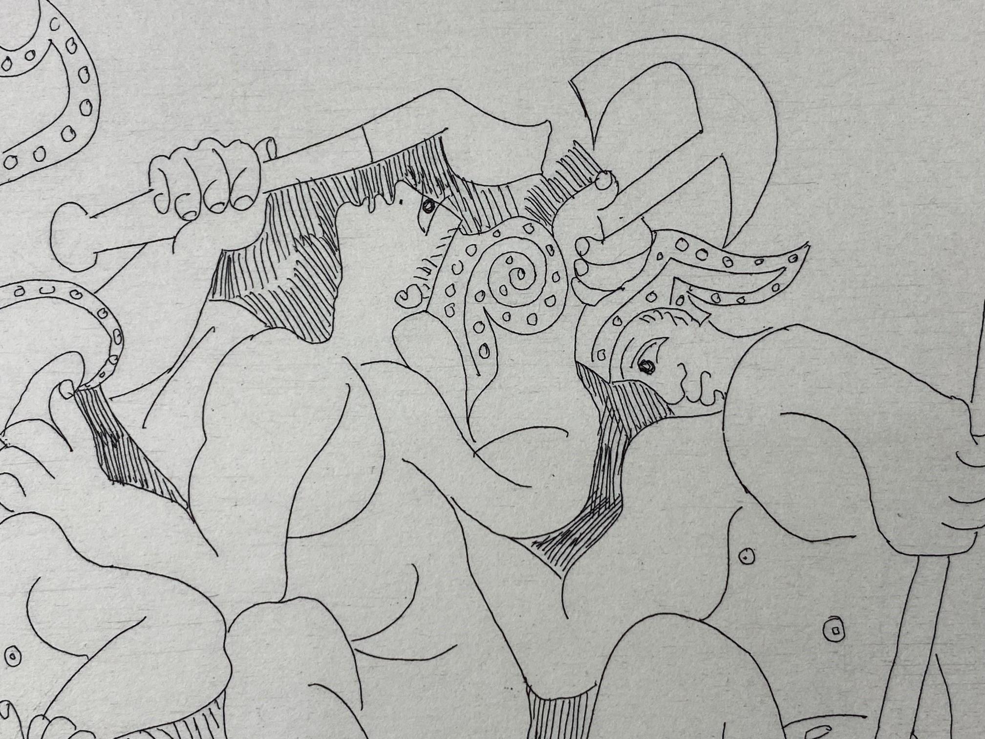 Mid-Century Modern Pablo Picasso Signed Limited Edition Etching Jeux de Gladiateurs Series 347:168 For Sale