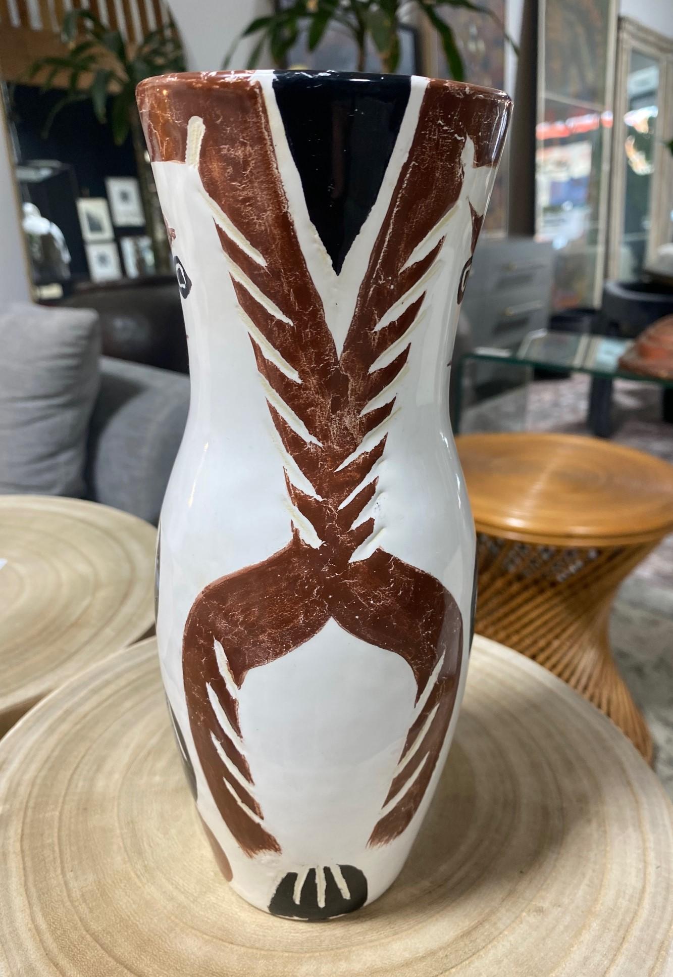 Mid-20th Century Pablo Picasso Signed Limited Madoura Pottery Chouetton Owl Vase A.R. 135, 1952 For Sale