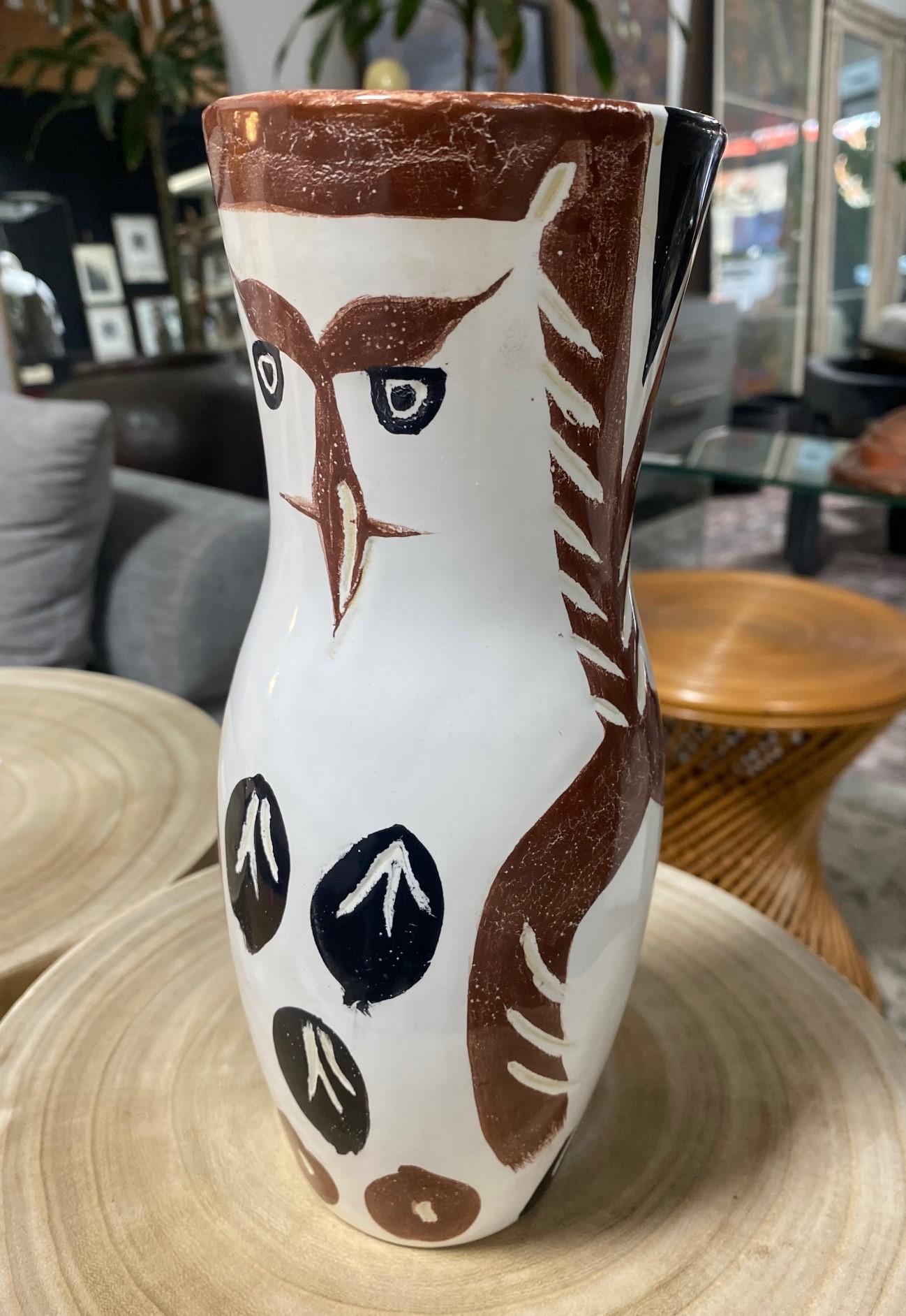 Pablo Picasso Signed Limited Madoura Pottery Chouetton Owl Vase A.R. 135, 1952 For Sale 3