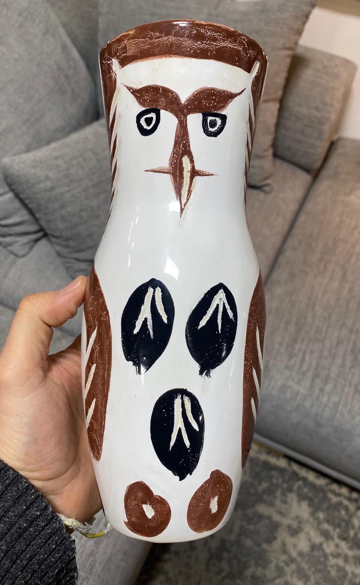 Pablo Picasso Signed Limited Madoura Pottery Chouetton Owl Vase A.R. 135, 1952 For Sale 2