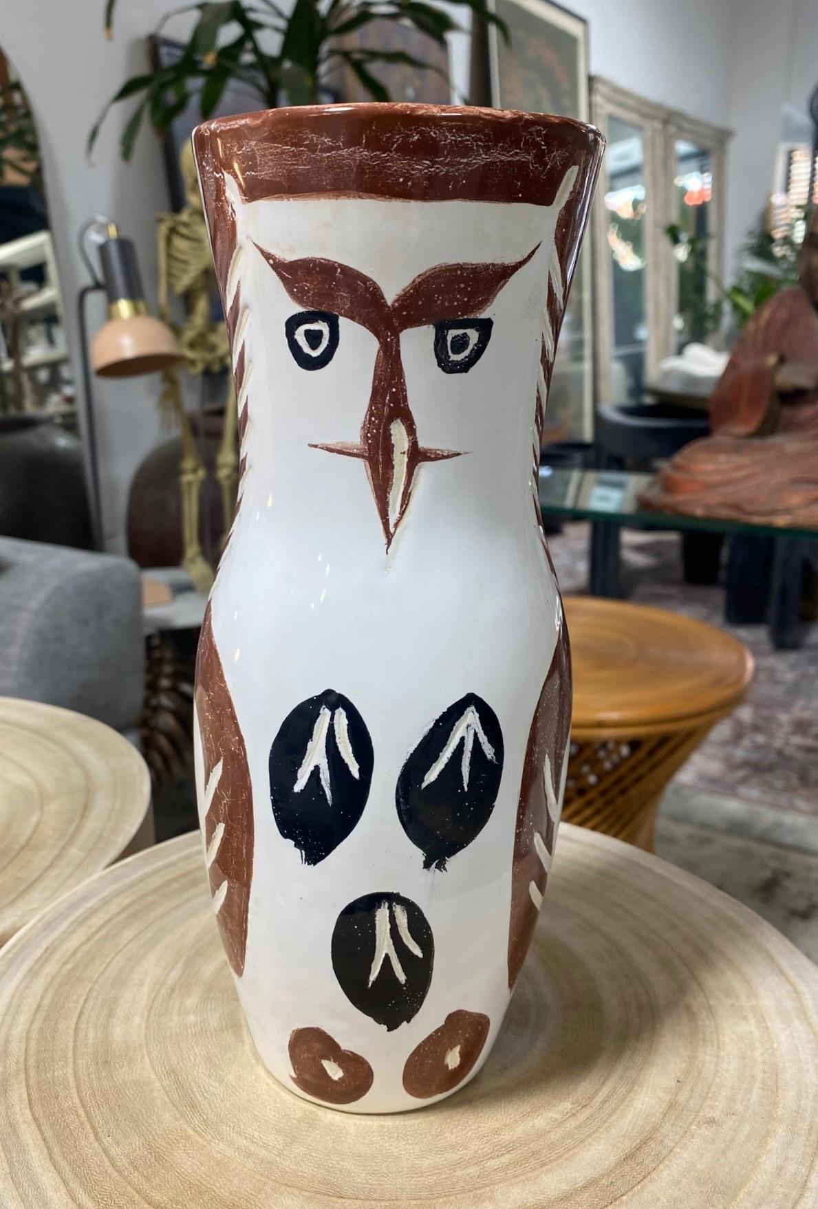 A wonderful, original Mid-Century Madoura pottery vase by renowned Spanish artist Pablo Picasso titled 