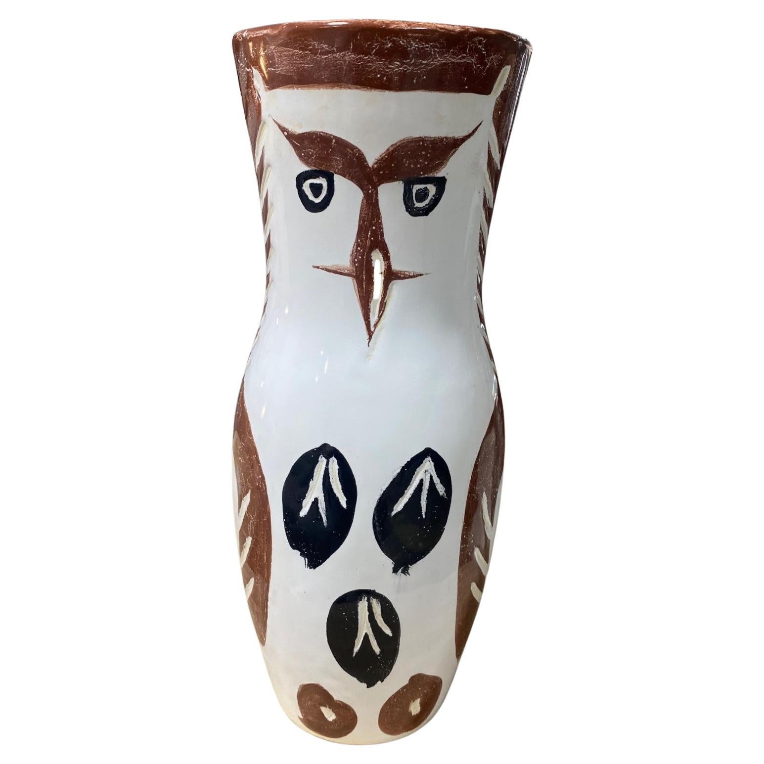 Pablo Picasso Signed Limited Madoura Pottery Chouetton Owl Vase A.R. 135, 1952 For Sale