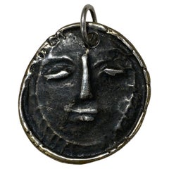 Pablo Picasso Signed Madoura Visage De Femme Sun Silver Pendant Medallion, 1949