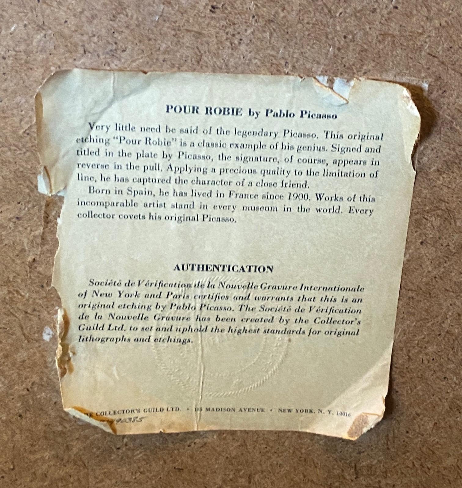 Pablo Picasso Signed Mid-Century Etching Pour Roby (L’Age de Soleil), 1968 For Sale 11