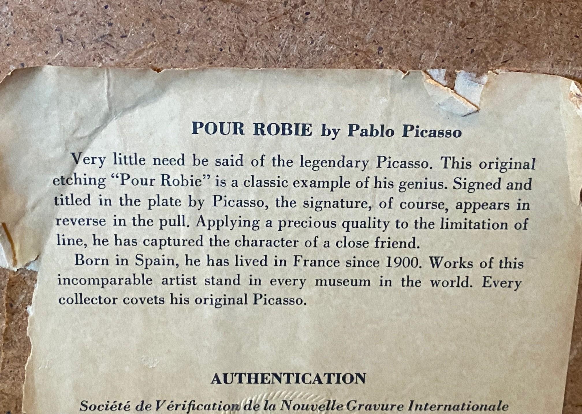 Pablo Picasso Signed Mid-Century Etching Pour Roby (L’Age de Soleil), 1968 For Sale 12