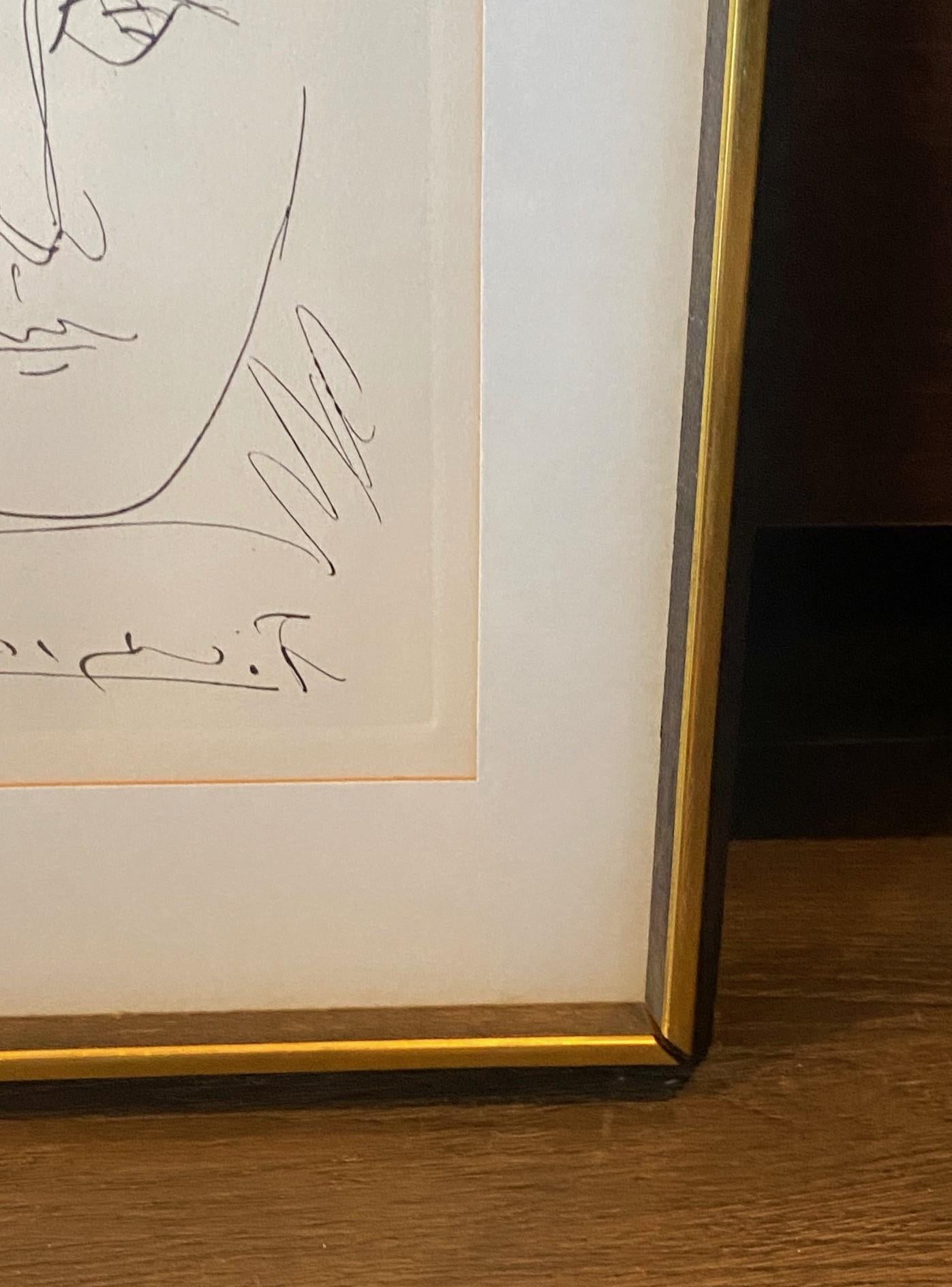 Wood Pablo Picasso Signed Mid-Century Etching Pour Roby (L’Age de Soleil), 1968 For Sale
