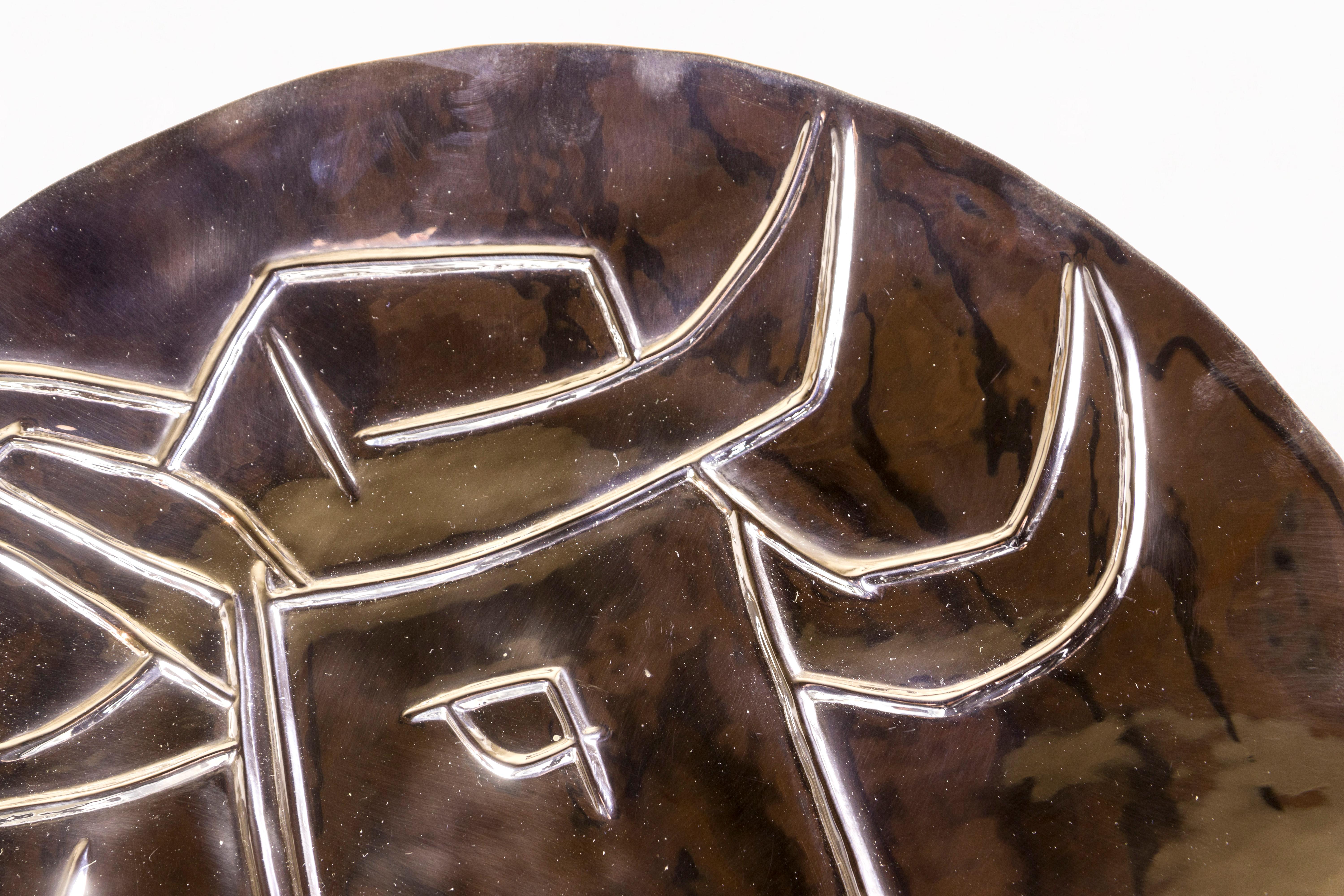 Assiette en argent de Pablo Picasso, vers 1956, France Excellent état - En vente à Girona, Spain