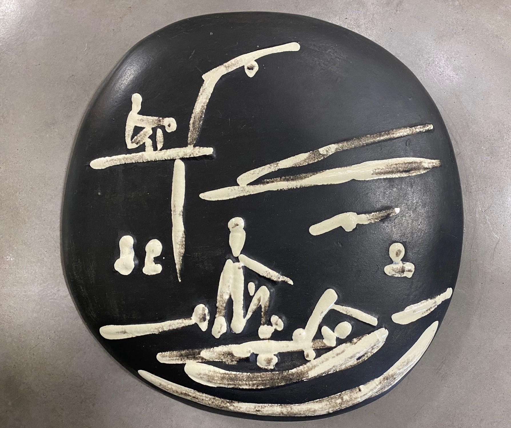 Pablo Picasso Signed Ceramic Plate, Scène De Plage Edition Picasso Madoura, 1956 For Sale 1