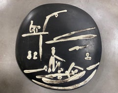 Pablo Picasso Signed Ceramic Plate, Scène De Plage Edition Picasso Madoura, 1956