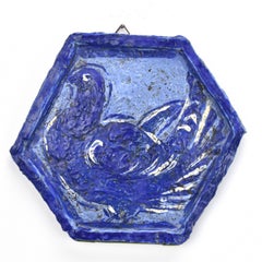 Pablo Picasso Style Stoneware Wall Hanging Tile decorated with a Dove